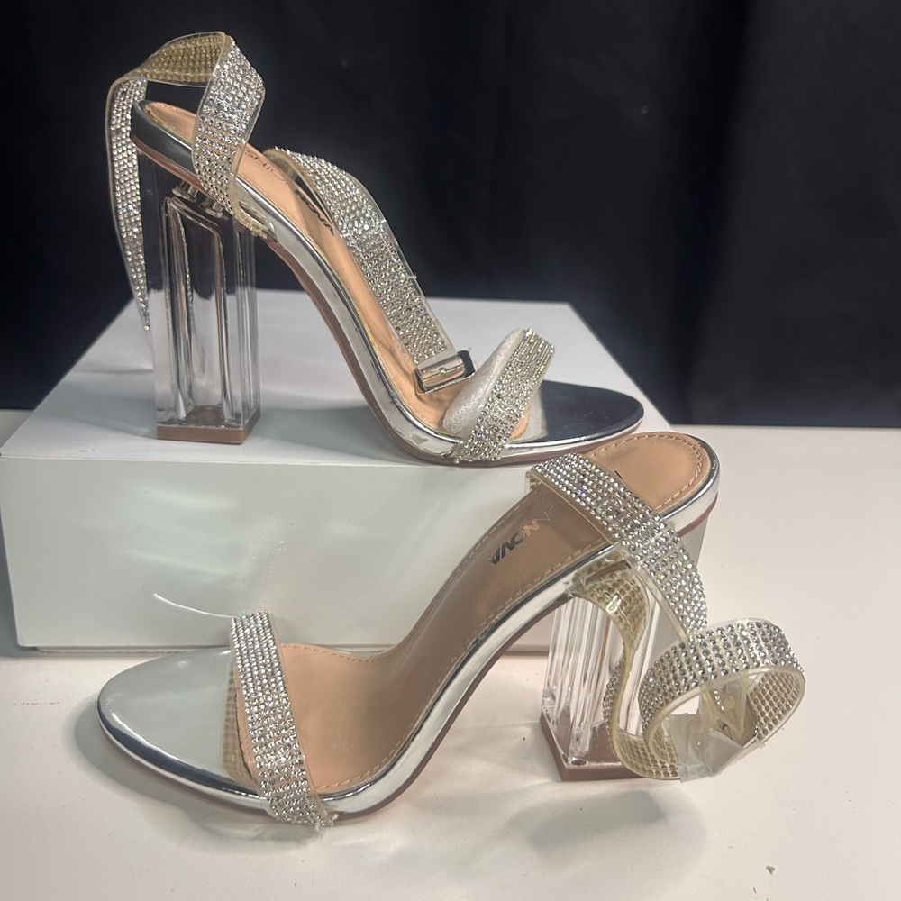 Fashion Nova Silver Rhinestone Heels